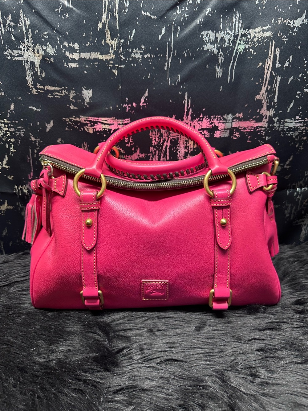 Large Dooney and Bourke Florentine Satchel in Fuchsia